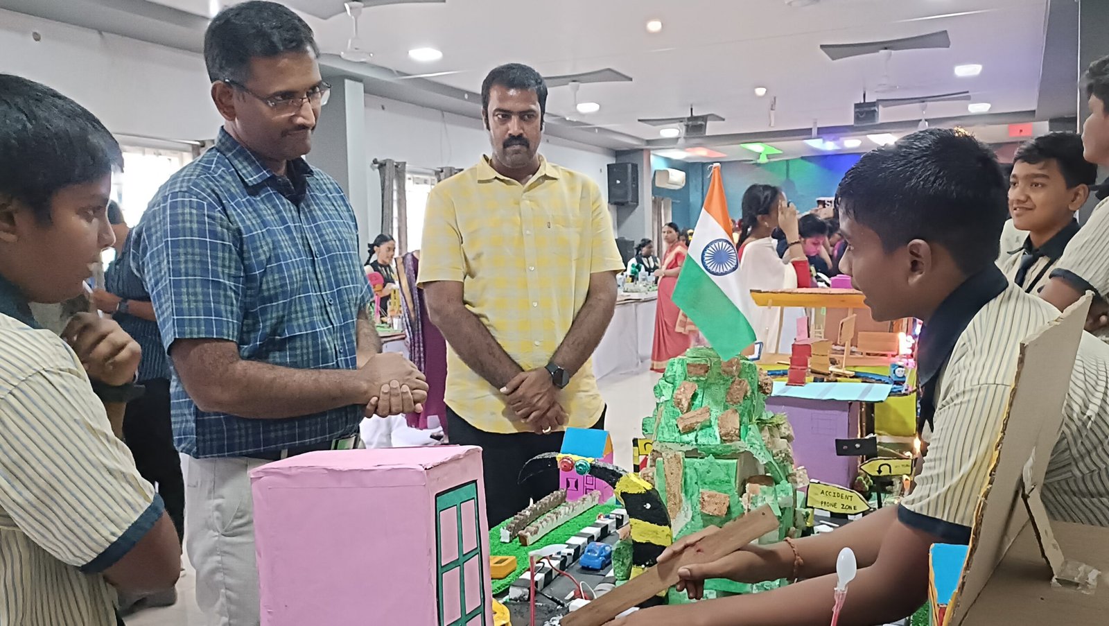 Saiteja Vidyaniketan student presenting a project at a school exhibition